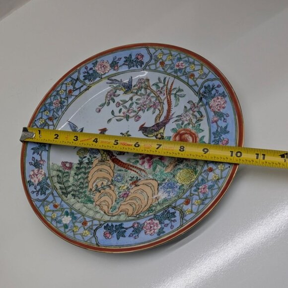 Nora Fenton Exotic Birds Plate 10.25 Hand Painted Floral Macau Porcelain Vintage - Picture 2 of 13